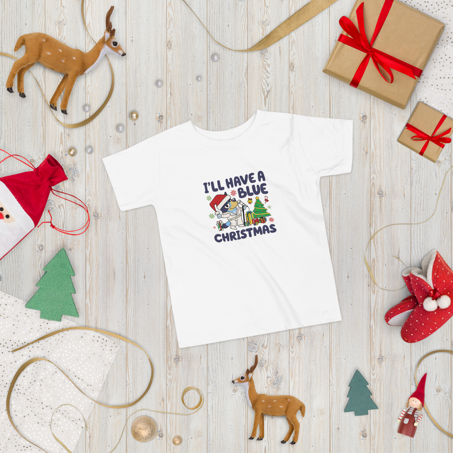 Blue Christmas Toddler Short Sleeve Tee